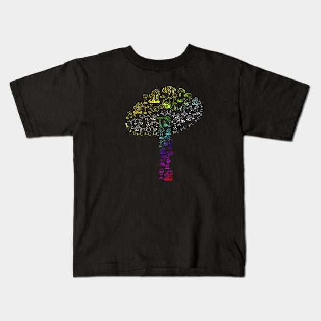 colorful, tie-dye mushroom Kids T-Shirt by theglaze